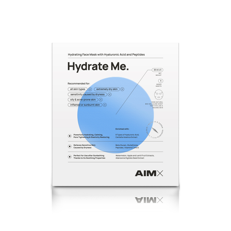 MOISTURING SHEET MASK WITH PEPTIDES "Hydrate Me" AIMX MOISTURING SHEET MASK WITH PEPTIDES "Hydrate Me" AIMX