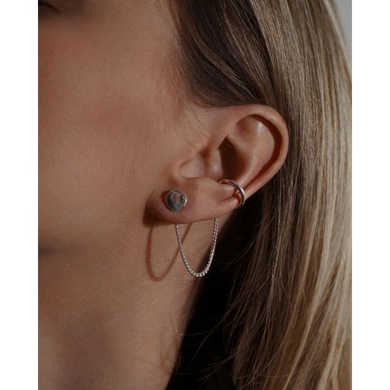 No More CHAINED LINE EAR CUFF SILVER
