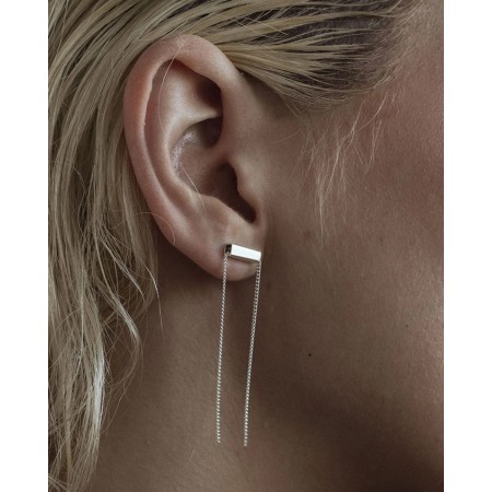 No More CHUNNEL STUD EARRINGS SILVER