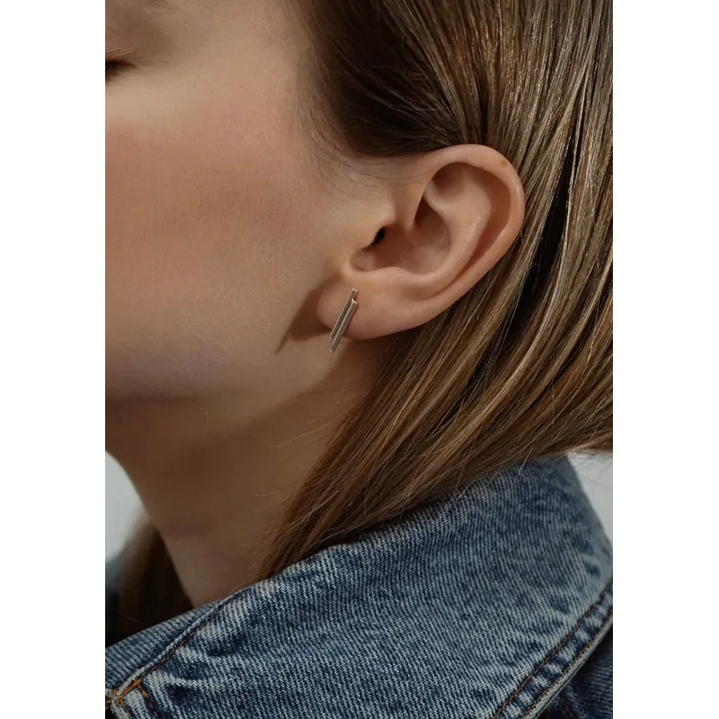 No More DOUBLE PIPE EARRINGS SILVER No More DOUBLE PIPE EARRINGS SILVER