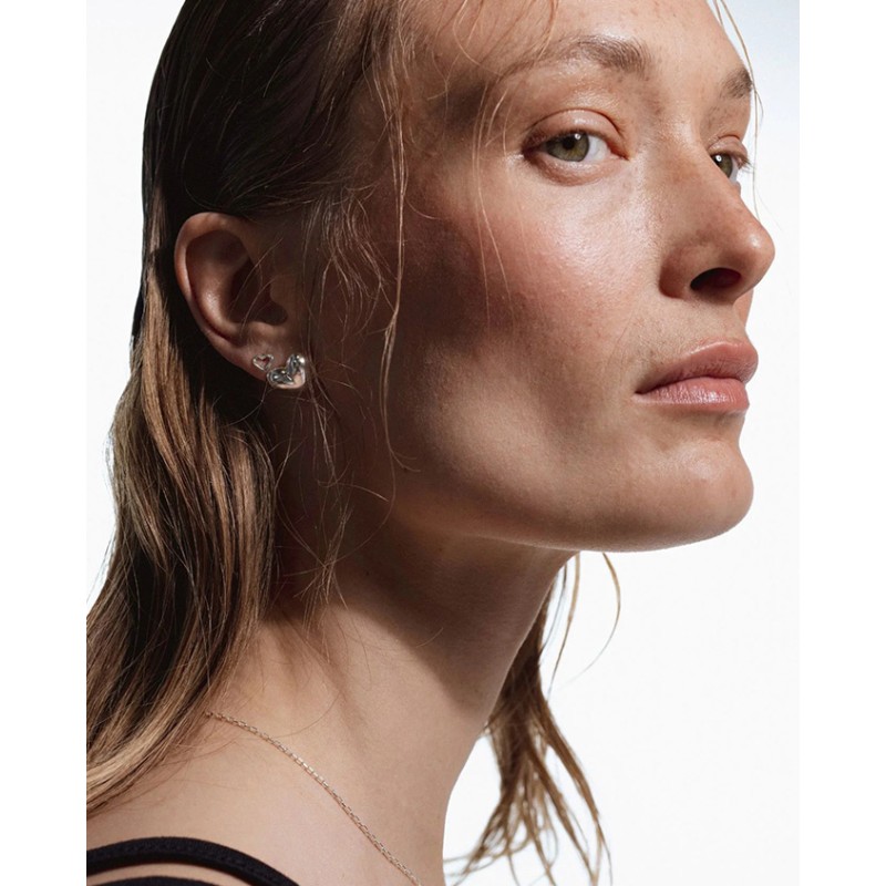 No More HEARTBEAT STUD EARRINGS SILVER