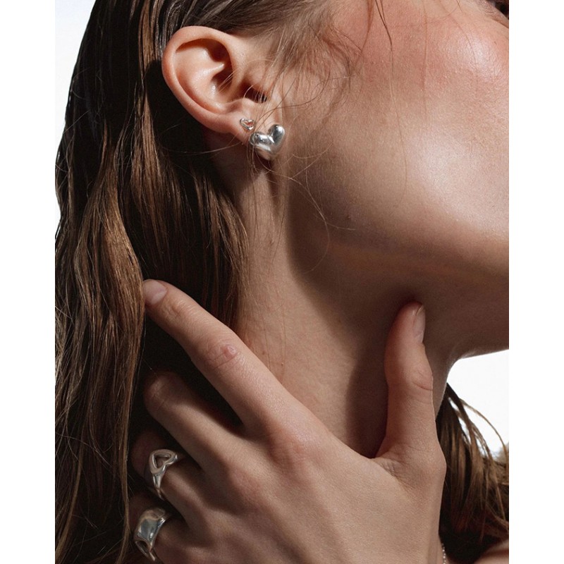 No More HEARTBEAT STUD EARRINGS SILVER