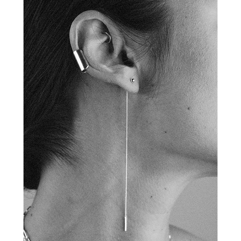 No More PIN UP THREADER CHAIN EARRINGS SILVER