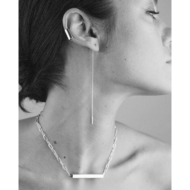 No More PIN UP THREADER CHAIN EARRINGS SILVER