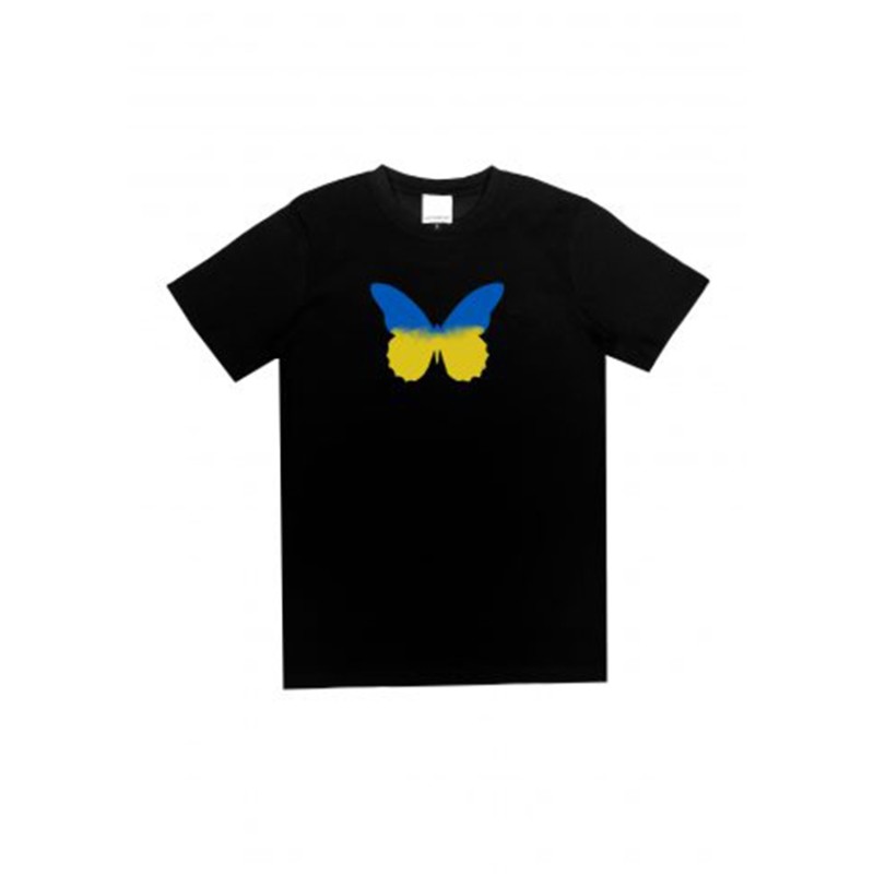 Agnė Kuzmickaitė #StandwithUKRAINE T-SHIRT WITH BLUE/YELLOW BUTTERFLY